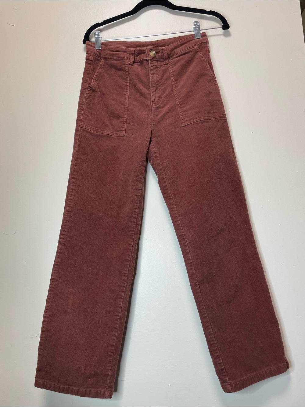 Tribal Corduroy Wide Leg Pants - Rust/Burnt Orange -